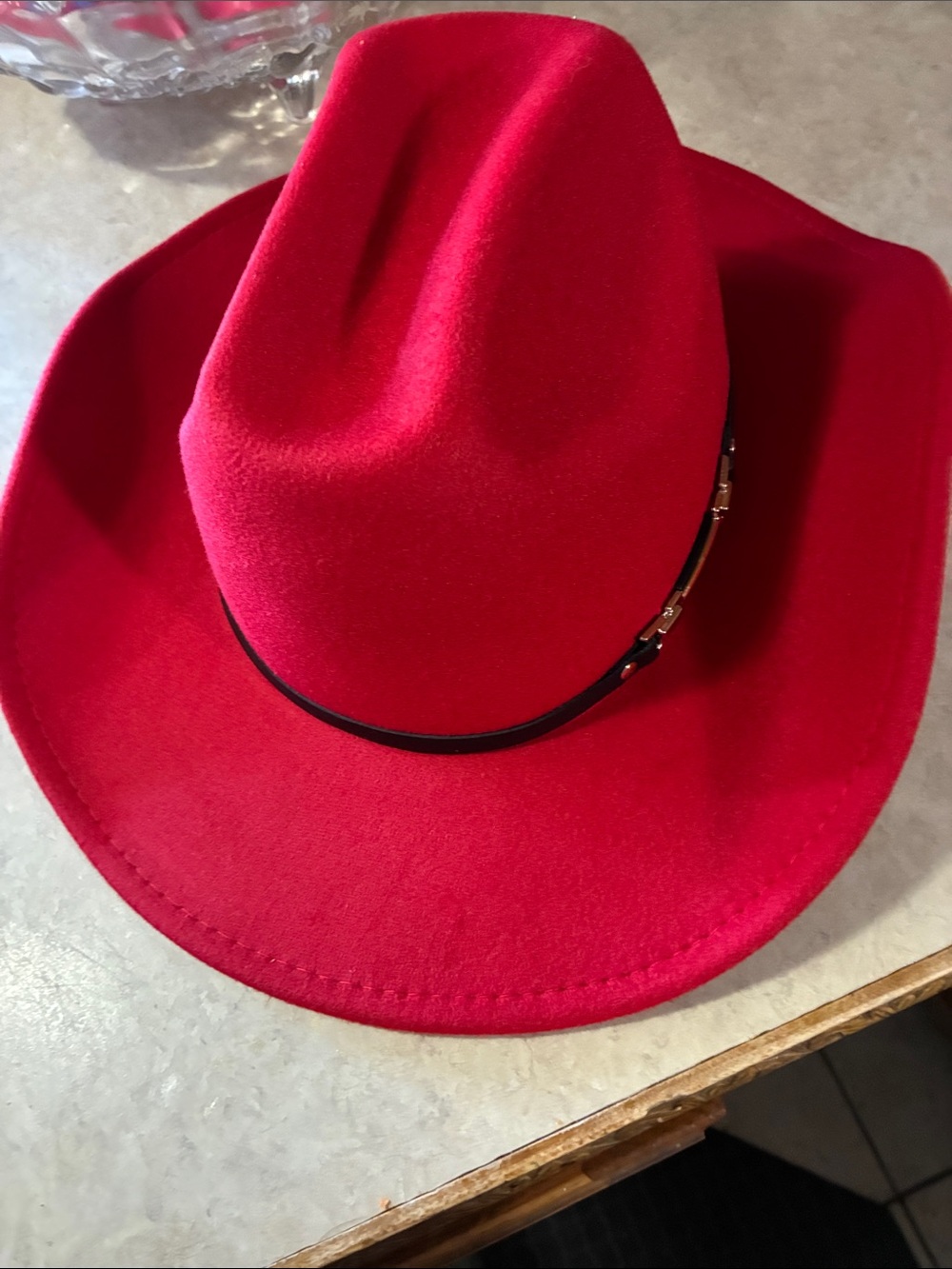Bold Red Felt Cowboy Hat with Black Accent Band